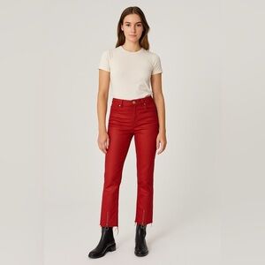 Zara Trafaluc Red Coated Denim Jeans with Zipper - 6